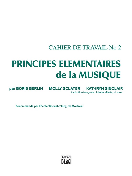 Principes Élémentaires de la Musique (Keyboard Theory Workbooks), Volume 2