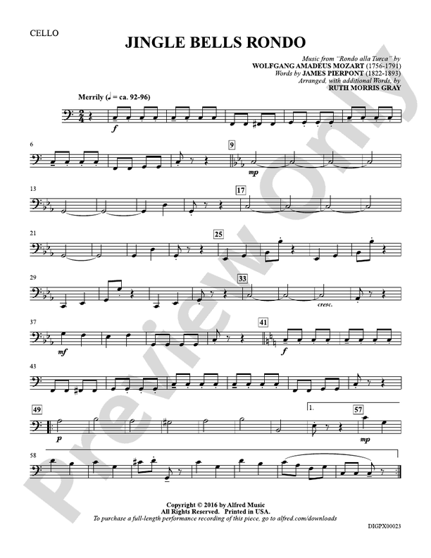 Jingle Bells Rondo Cello Cello Part Digital Sheet Music Download