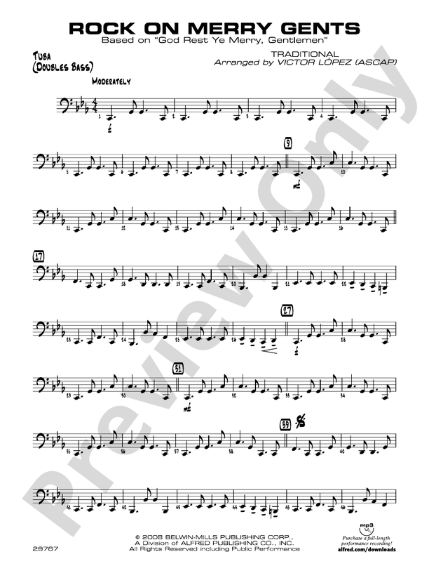 Rock On Merry Gents Tuba Tuba Part Digital Sheet Music Download