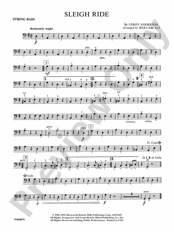 Sleigh Ride: String Bass