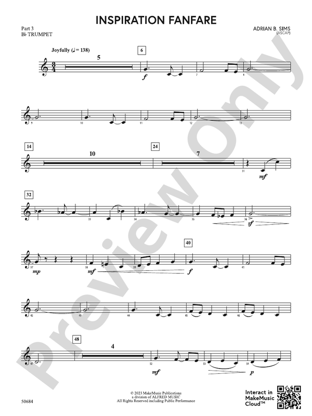 Inspiration Fanfare: Part 3 - B-flat Trumpet: Part 3 - B-flat Trumpet Part - Digital Sheet Music ...
