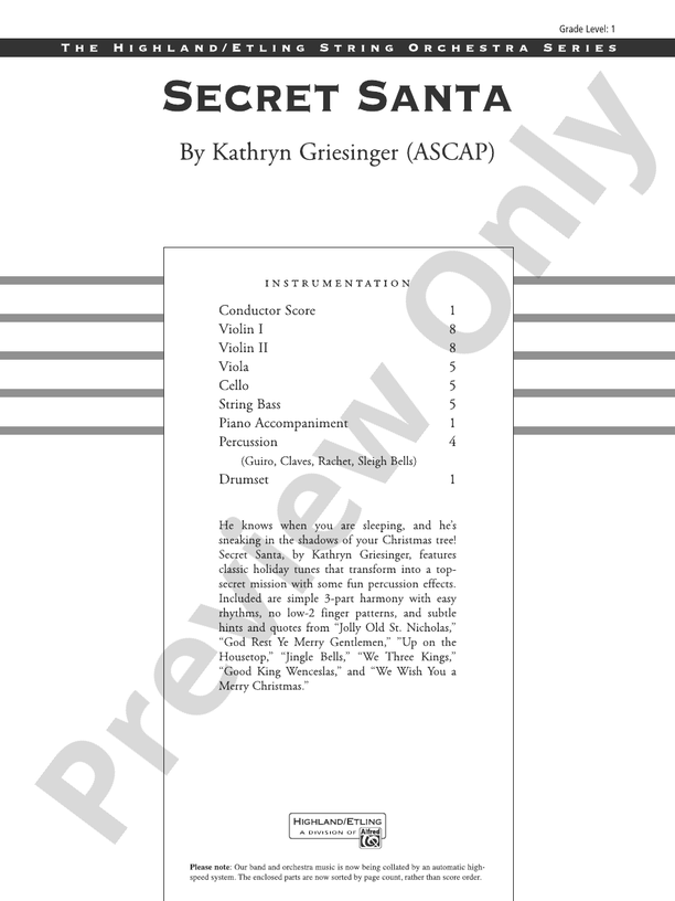 Secret Santa: Score: String Orchestra Score - Digital Sheet Music Download