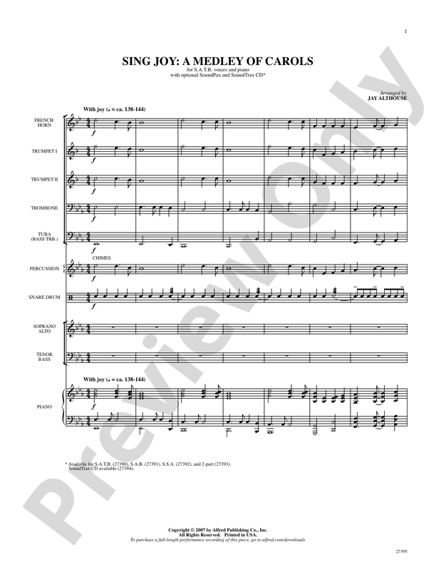 Sing Joy: A Medley of Carols: Score