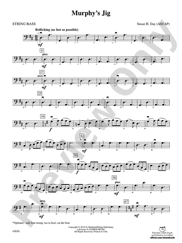 Murphy's Jig String Bass String Bass Part Digital Sheet Music Download