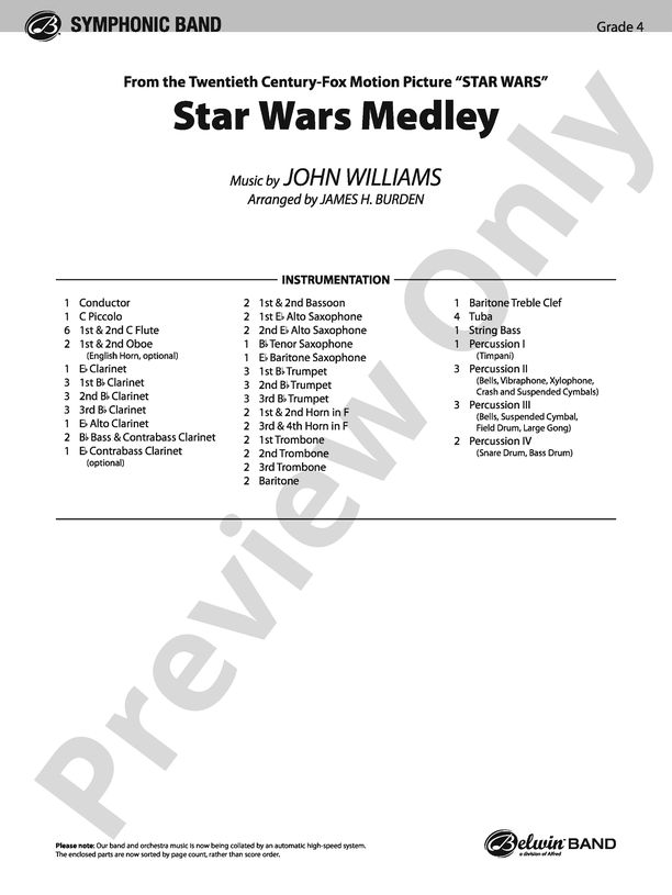 Star Wars® Medley: Partituur: kontsertbändStar Wars® Medley: Partituur: kontsertbänd  