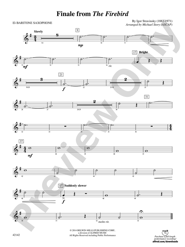 Finale from The Firebird: E-flat Baritone Saxophone