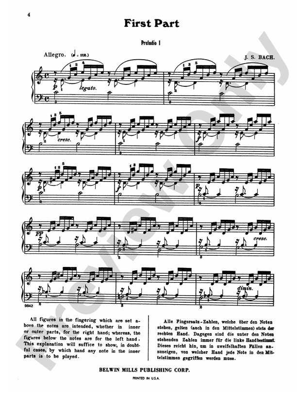 Bach: The Well-Tempered Clavier (Volume I) (Ed. Carl Czerny): Piano ...