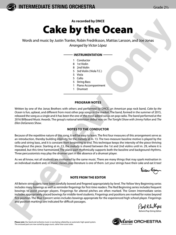 Cake by the Ocean: Score