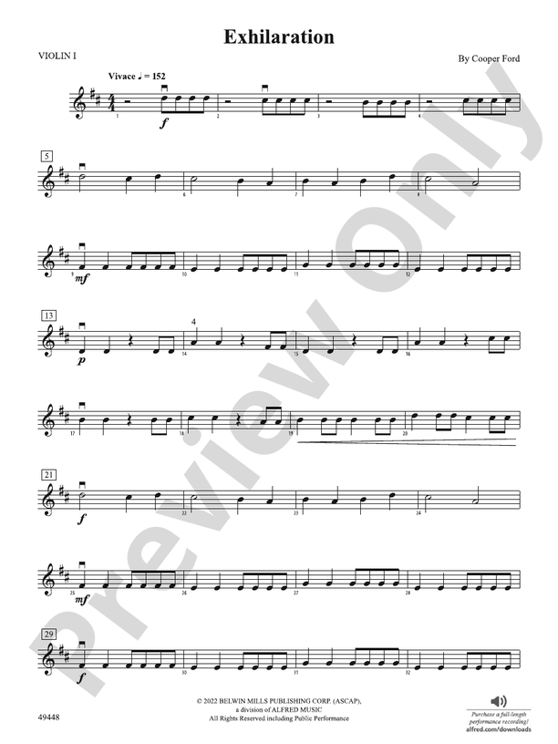 Exhilaration 1st Violin 1st Violin Part Digital Sheet Music Download 4828