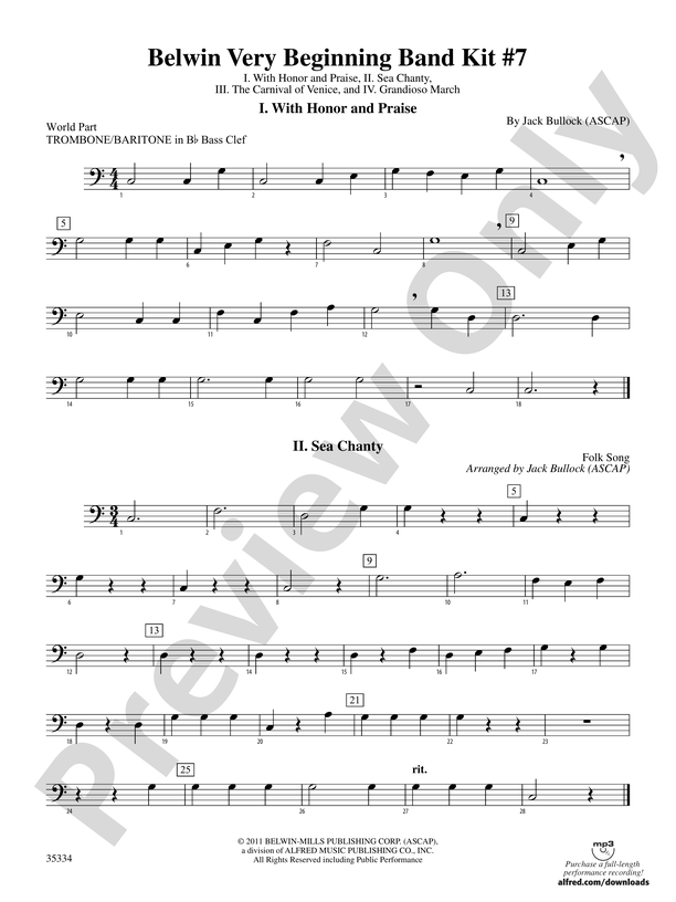 Belwin Very Beginning Band Kit #7: (wp) 1st B-flat Trombone B.C.: (wp ...