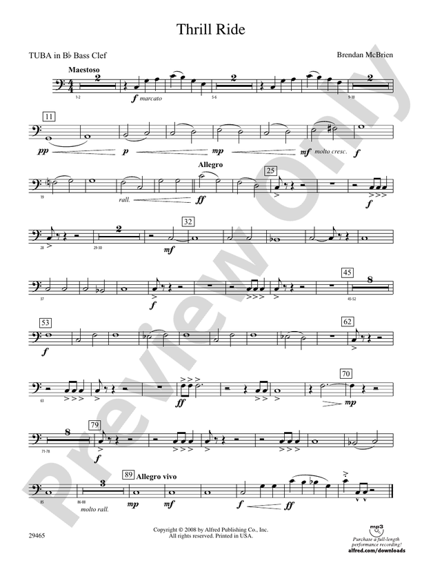 Thrill Ride (wp) Bflat Tuba B.C. (wp) Bflat Tuba B.C. World Part Digital Sheet Music Download
