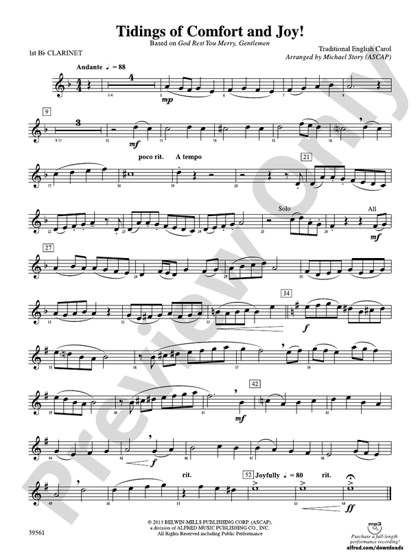 Tidings of Comfort and Joy!: 1st B-flat Clarinet