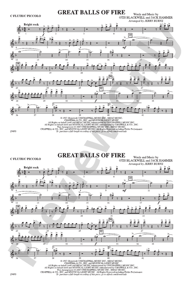 Great Balls of Fire Flute Flute Part Digital Sheet Music Download