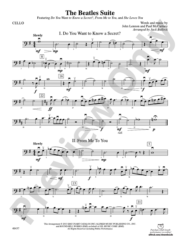 The Beatles Suite: Cello: Cello Part - Digital Sheet Music Download