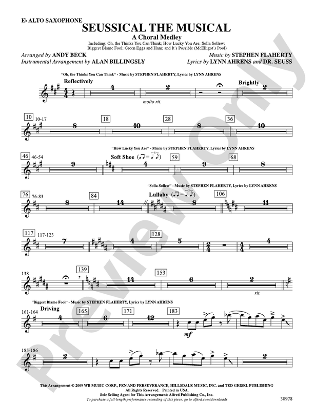 Seussical the Musical A Choral Medley Eflat Alto Saxophone Eflat