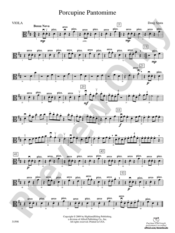 Porcupine Pantomime: Viola: Viola Part - Digital Sheet Music Download