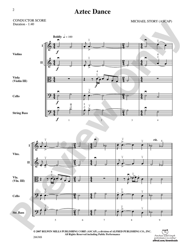 Aztec Dance: Score: String Orchestra Score - Digital Sheet Music Download