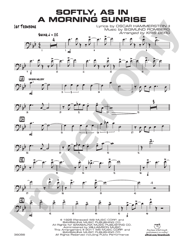 Softly, as in a Morning Sunrise: 1st Trombone