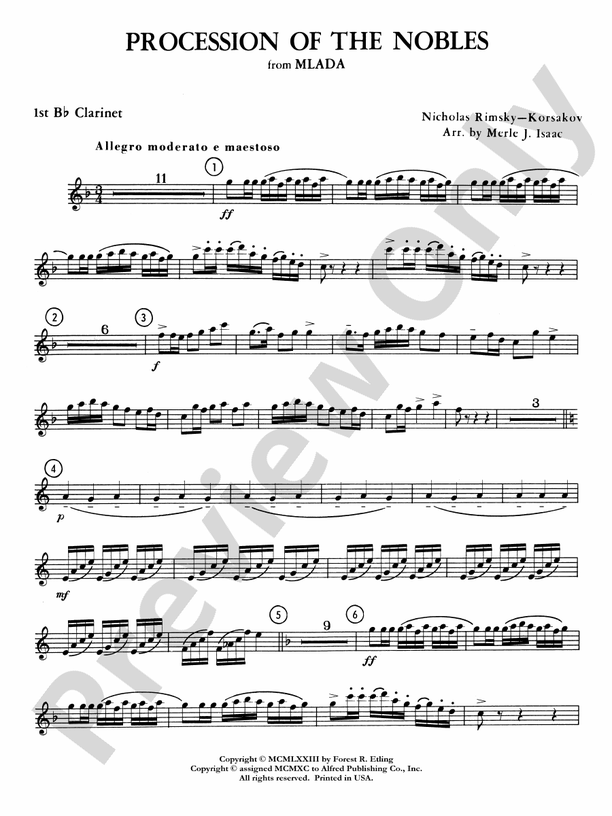 Procession of the Nobles: 1st B-flat Clarinet: 1st B-flat