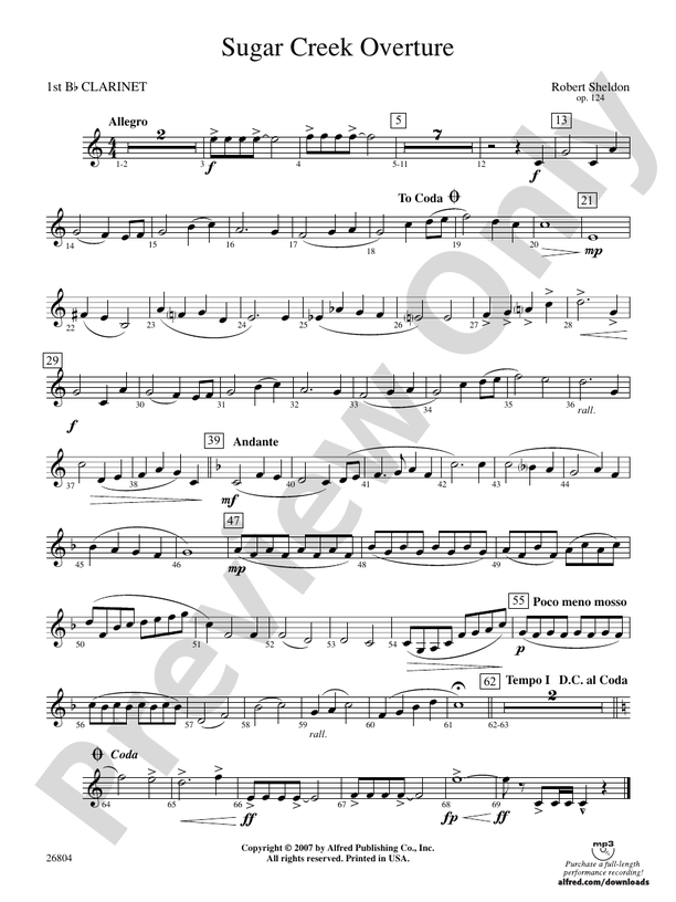 Sugar Creek Overture: 1st B-flat Clarinet