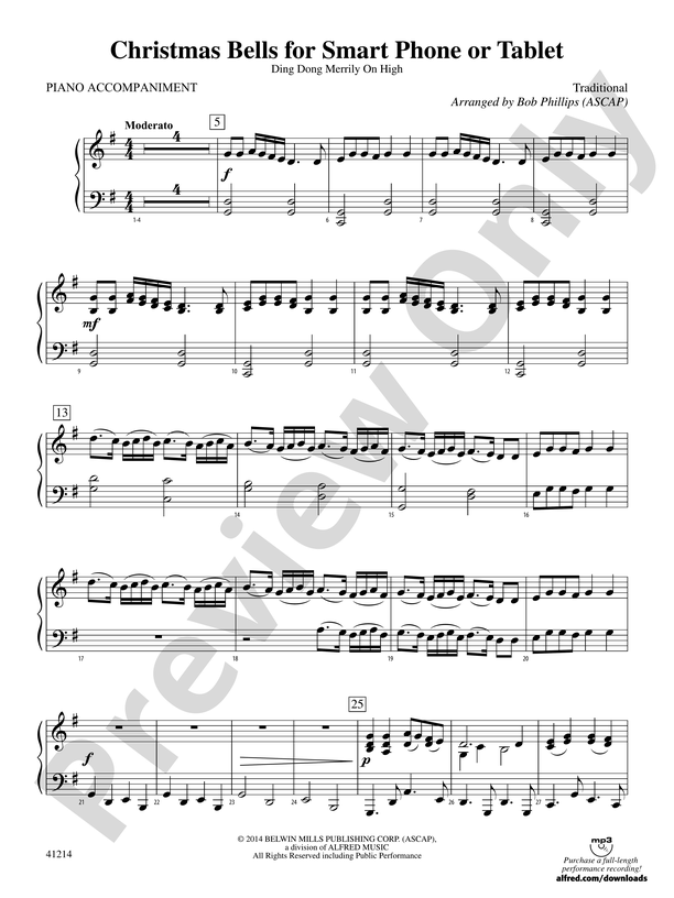 Christmas Bells for Smart Phone or Tablet: Piano Accompaniment