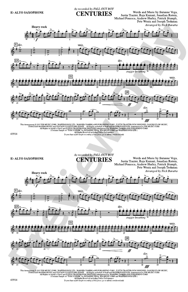 邦楽 charactic note START LINE Centuries: E-flat Alto Saxophone: E-flat Alto Saxophone Part