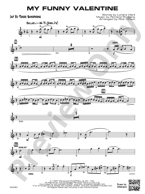 MY FUNNY VALENTINE/JJB Bflat Tenor Saxophone Bflat Tenor Saxophone