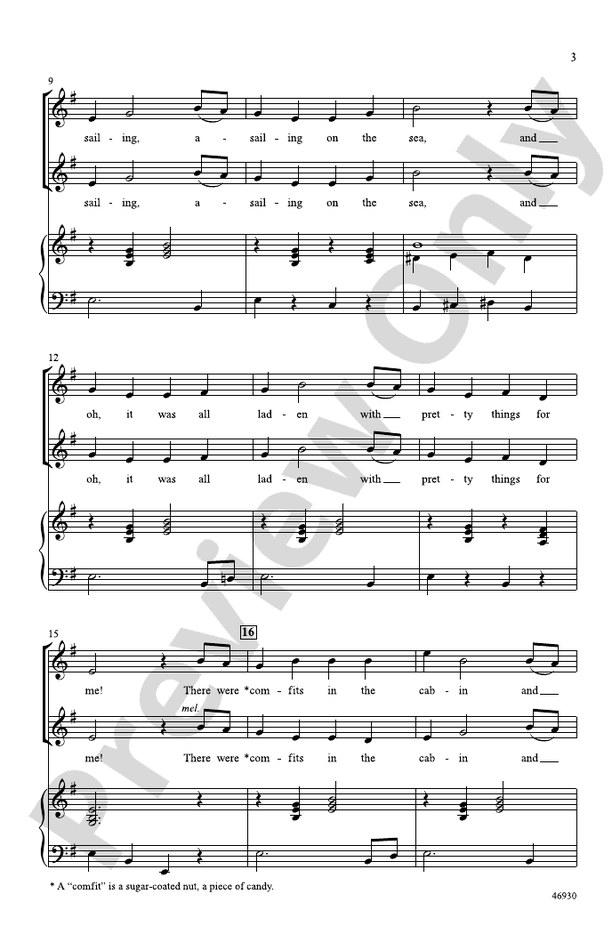 I Saw a Ship Go Sailing 2Part Choral Octavo Glenda Franklin