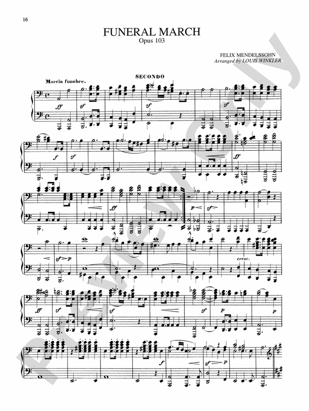 Mendelssohn Marches Funeral March, Opus 103 Part Digital Sheet