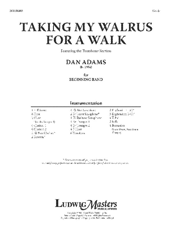 Taking My Walrus for a Walk: Conductor Score: Dan Adams | Sheet Music