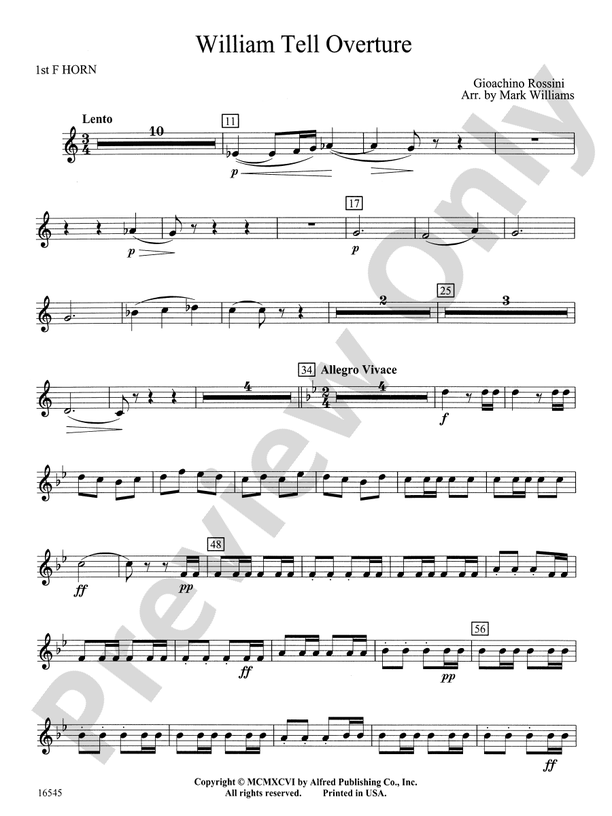 William Tell Overture: 1st F Horn: 1st F Horn Part - Digital Sheet