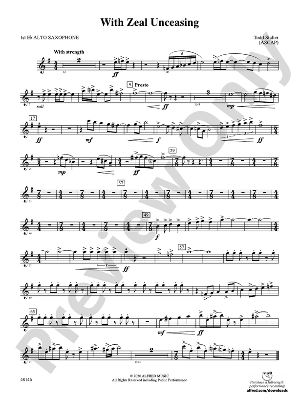 With Zeal Unceasing: E-flat Alto Saxophone