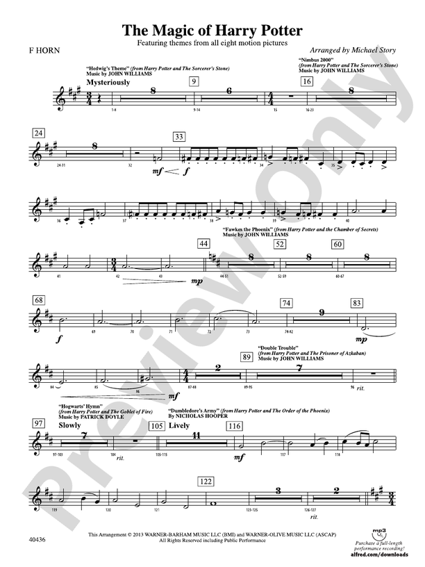 The Magic of Harry Potter 1st F Horn 1st F Horn Part Digital Sheet