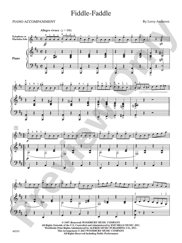 FiddleFaddle Mallet Instrument Part(s) Leroy Anderson Digital