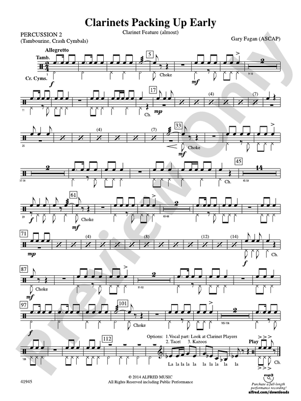 Packing Up Early 2nd Percussion 2nd Percussion Part