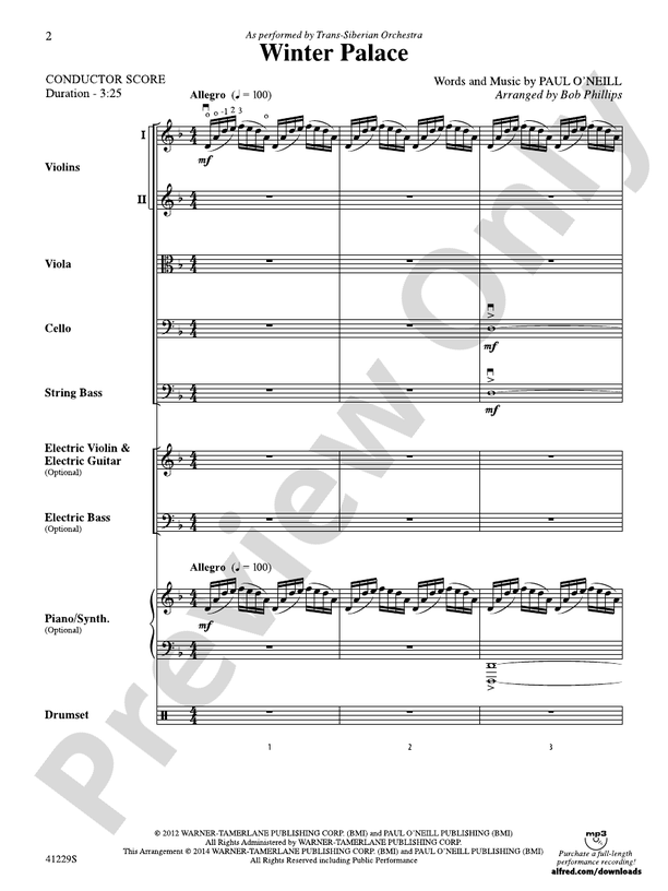 Winter Palace Score String Orchestra Score Digital Sheet Music Download