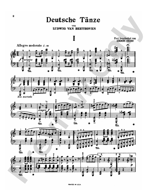 Beethoven Three German Dances German Dance I Part Digital Sheet