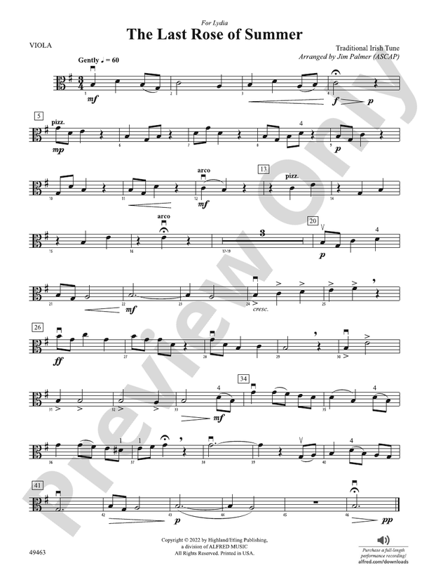 The Last Rose of Summer: Viola: Viola Part - Digital Sheet Music
