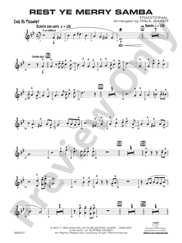 Rest Ye Merry Samba: 2nd B-flat Trumpet