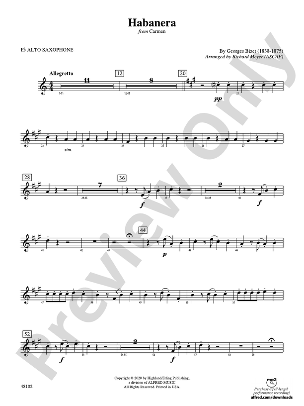 Habanera: E-flat Alto Saxophone: E-flat Alto Saxophone Part - Digital ...