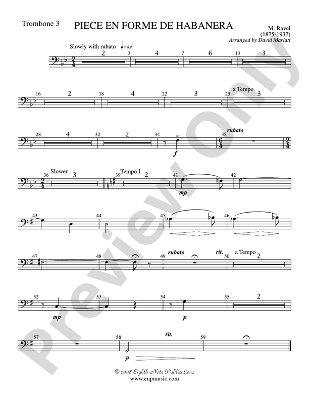 Piece En Forme De Habanera (Soloist And Concert Band): 3rd Trombone ...