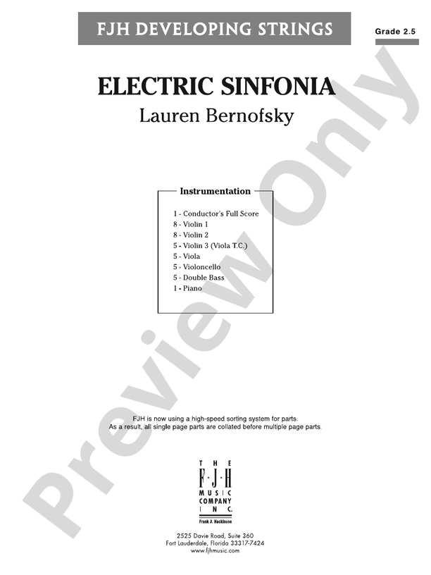 Electric Sinfonia Score Lauren Bernofsky Digital Sheet Music Download