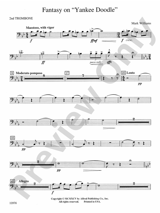Fantasy on "Yankee Doodle" 2nd Trombone 2nd Trombone Part Digital