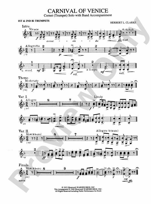 Carnival of Venice (Trumpet) Solo with Band 1st