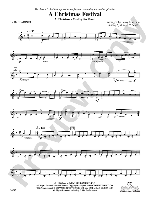 A Christmas Festival: 1st B-flat Clarinet: 1st B-flat Clarinet Part ...