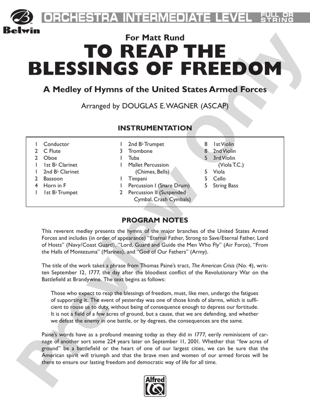 To Reap the Blessings of Freedom (A Medley of Hymns of the United States Armed Forces)