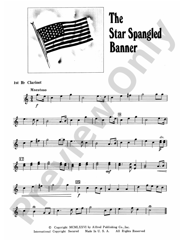 The Star Spangled Banner: 1st B-flat Clarinet: 1st B-flat Clarinet Part ...