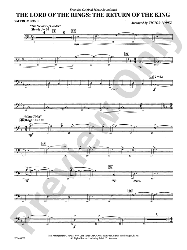 The Lord of the Rings: The Return of the King, Suite from: 3rd Trombone