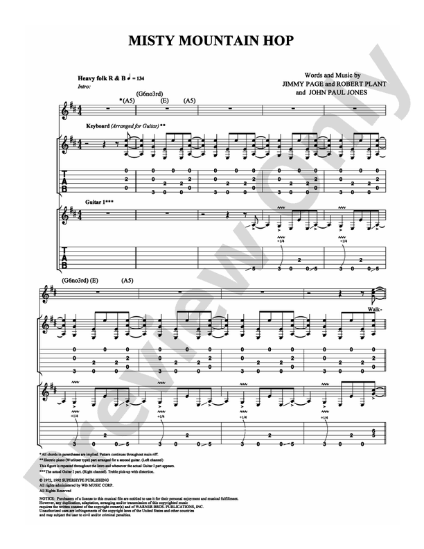 Misty Mountain Hop: Guitar TAB: Led Zeppelin - Digital Sheet