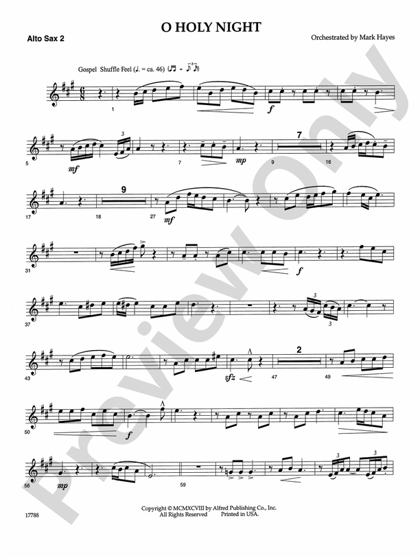 O Holy Night  Saxophone Sheet Music